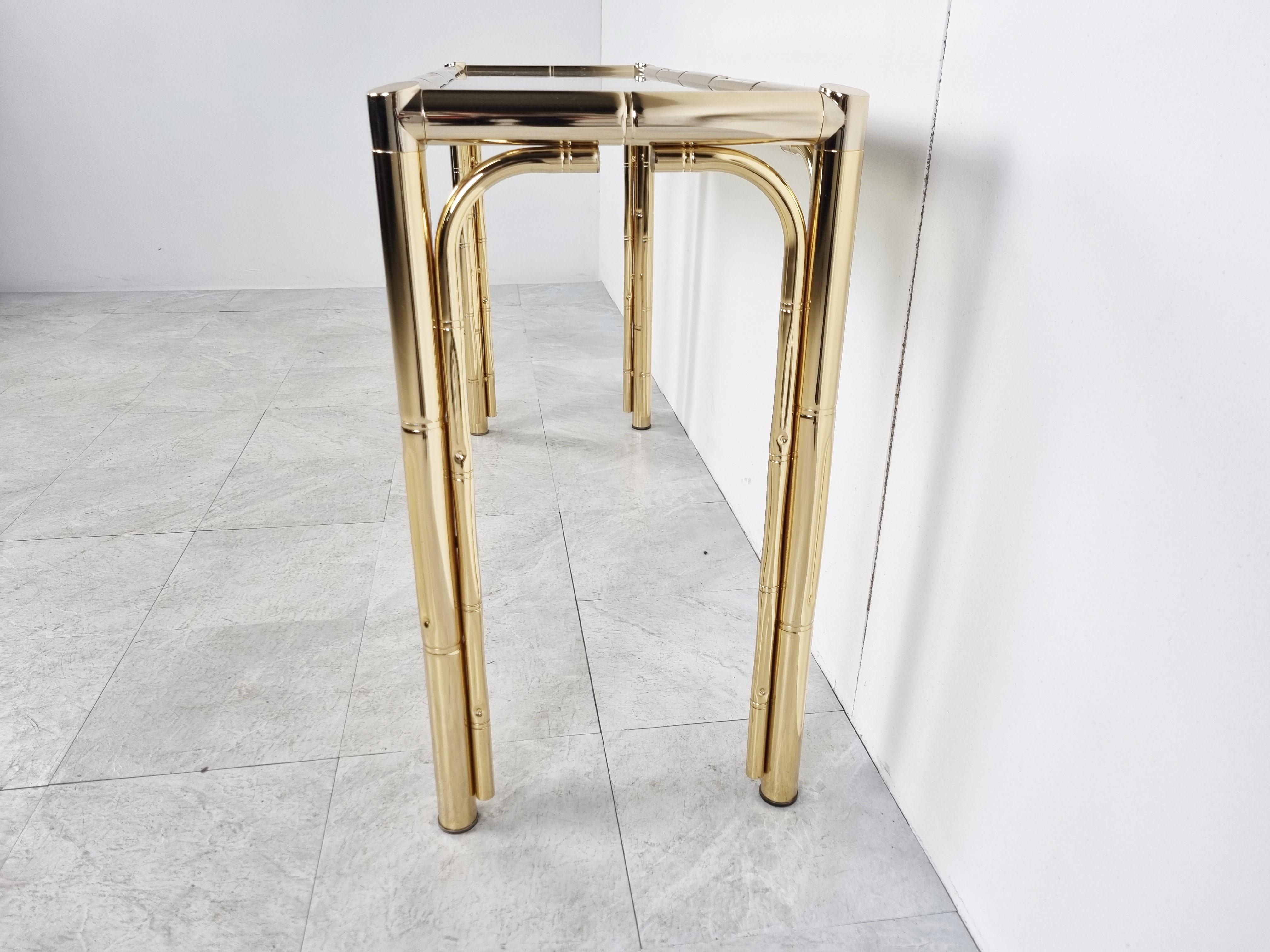 Brass Faux Bamboo Console Table, 1970s 3