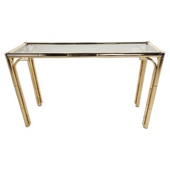 Brass Faux Bamboo Console Table, 1970s