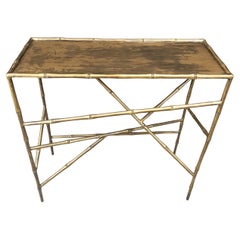 brass faux bamboo console table, 1970s
