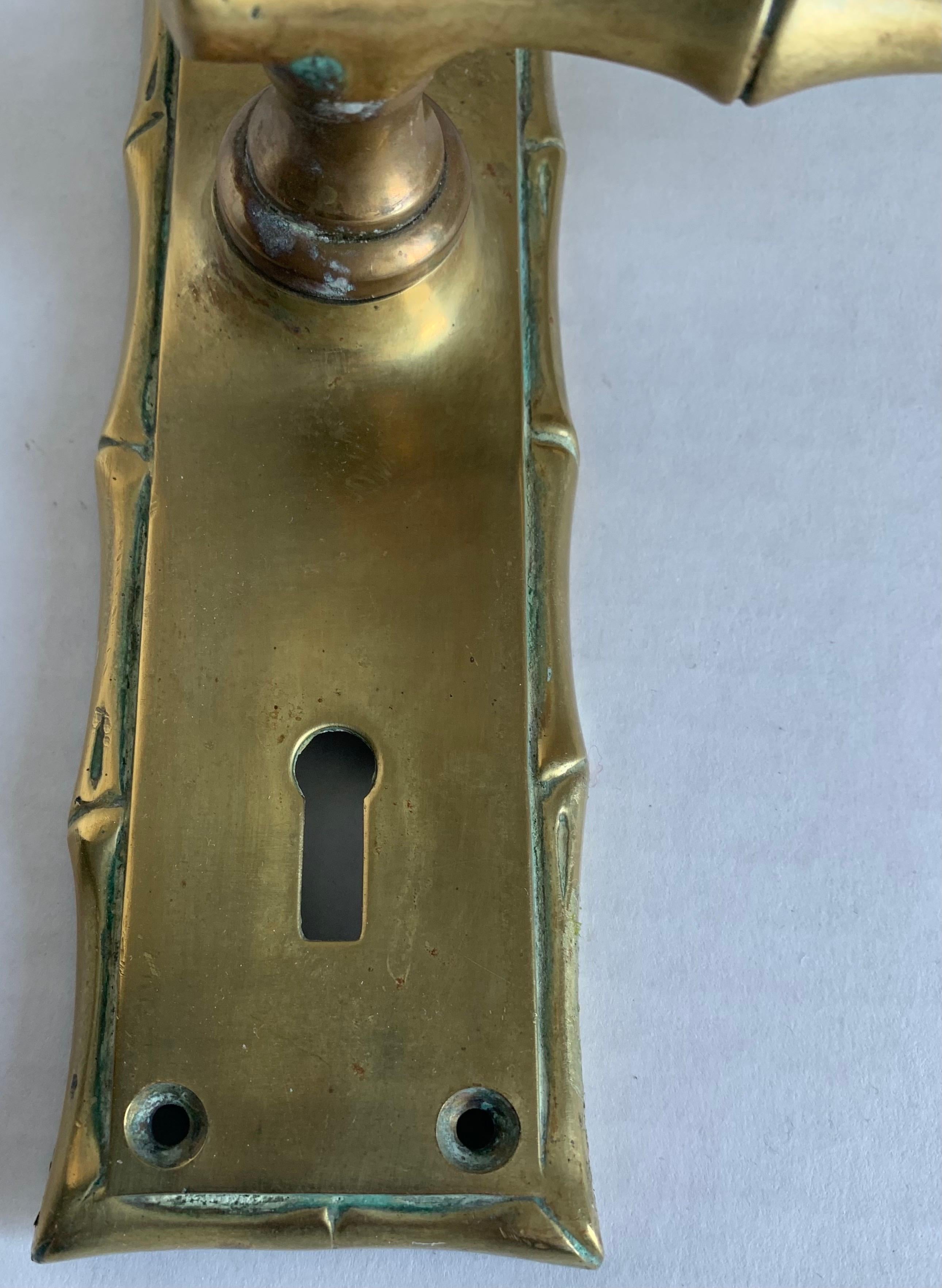 Chinoiserie Brass Faux Bamboo Door Handle