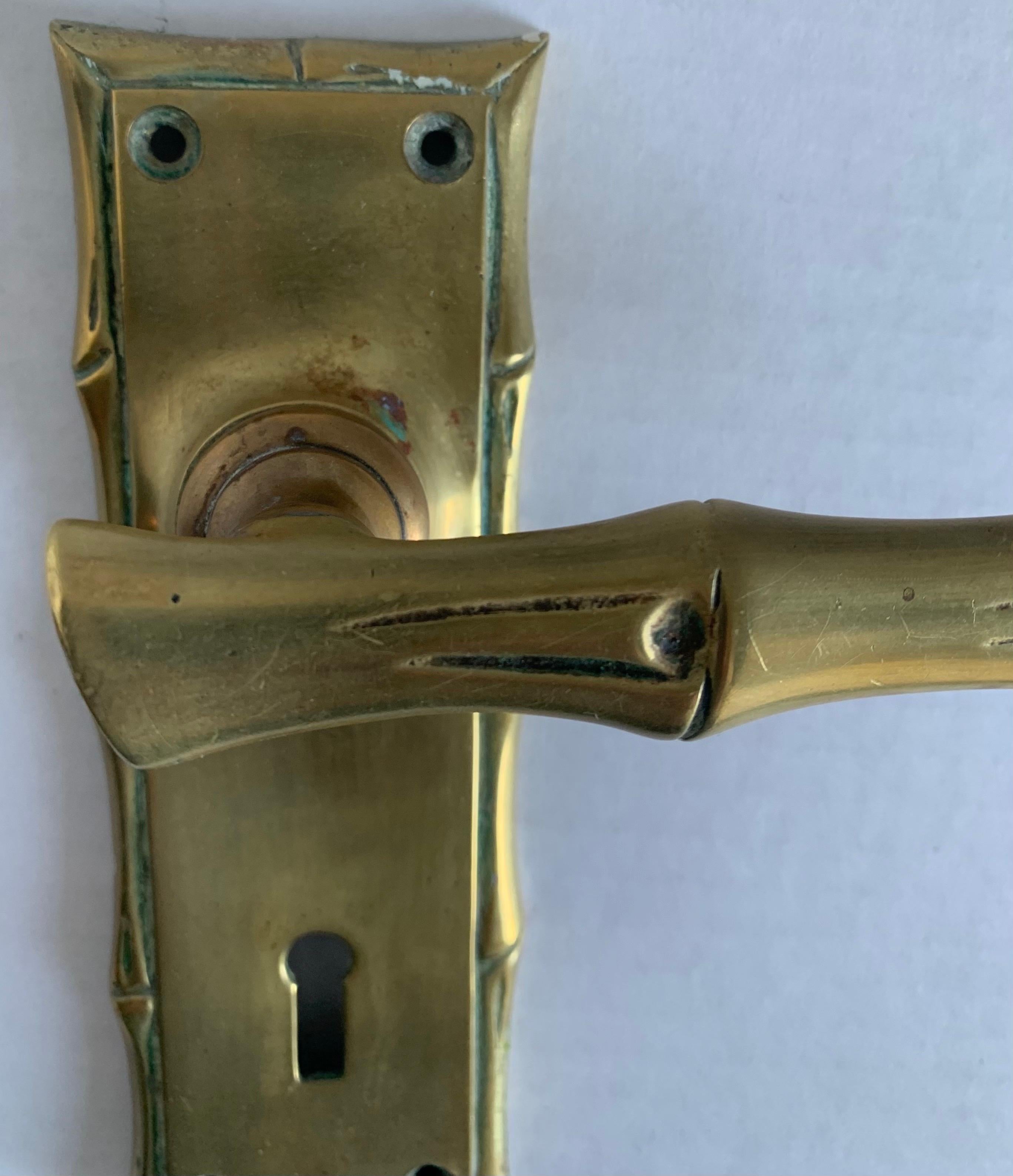 English Brass Faux Bamboo Door Handle