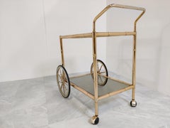 Brass Faux Bamboo Drinks Trolley, 1970s