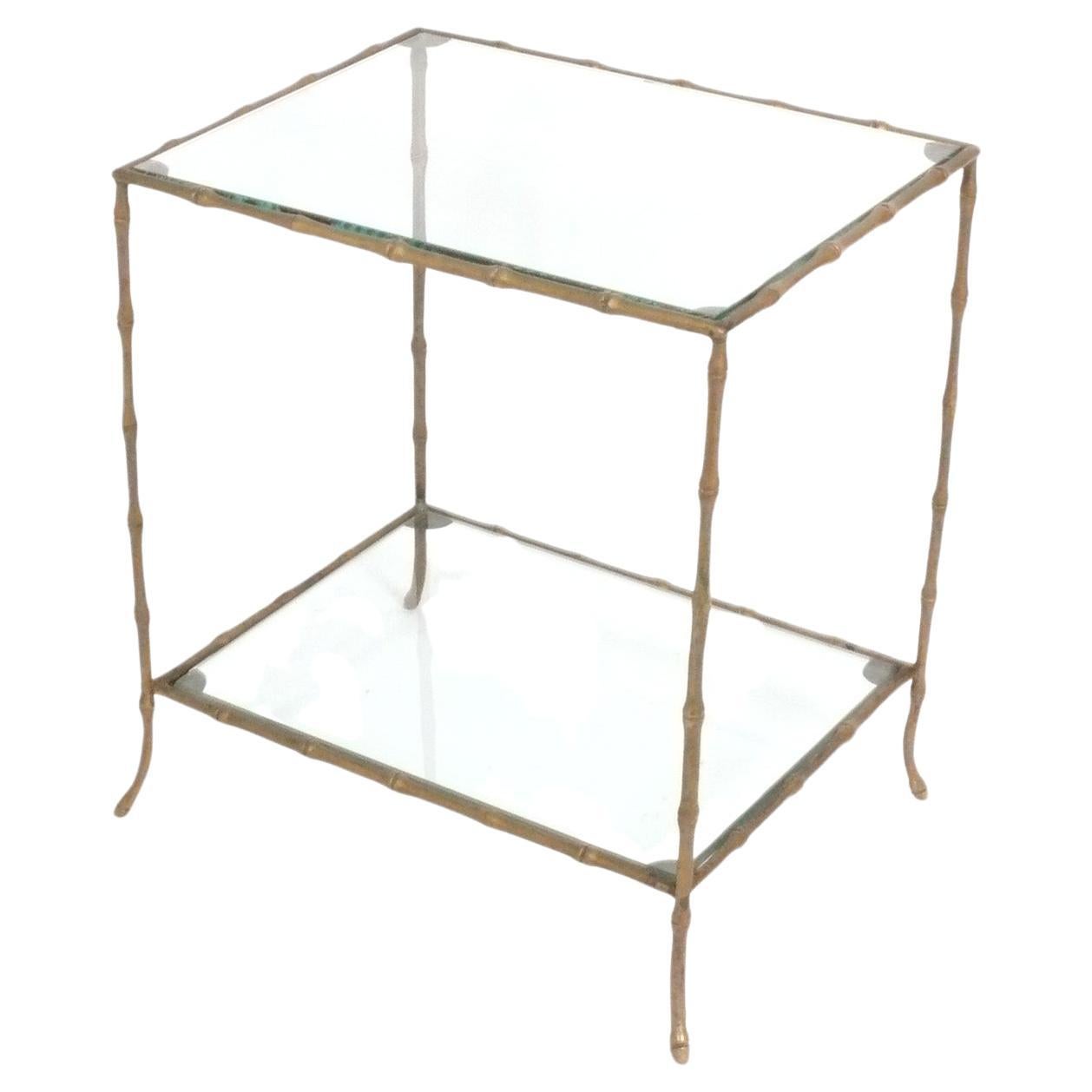 Brass Faux Bamboo End Table 