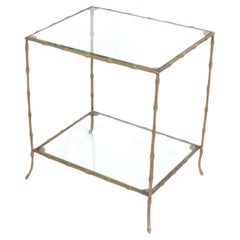 Tavolino in finto bambù in ottone