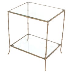 Retro Brass Faux Bamboo End Table 