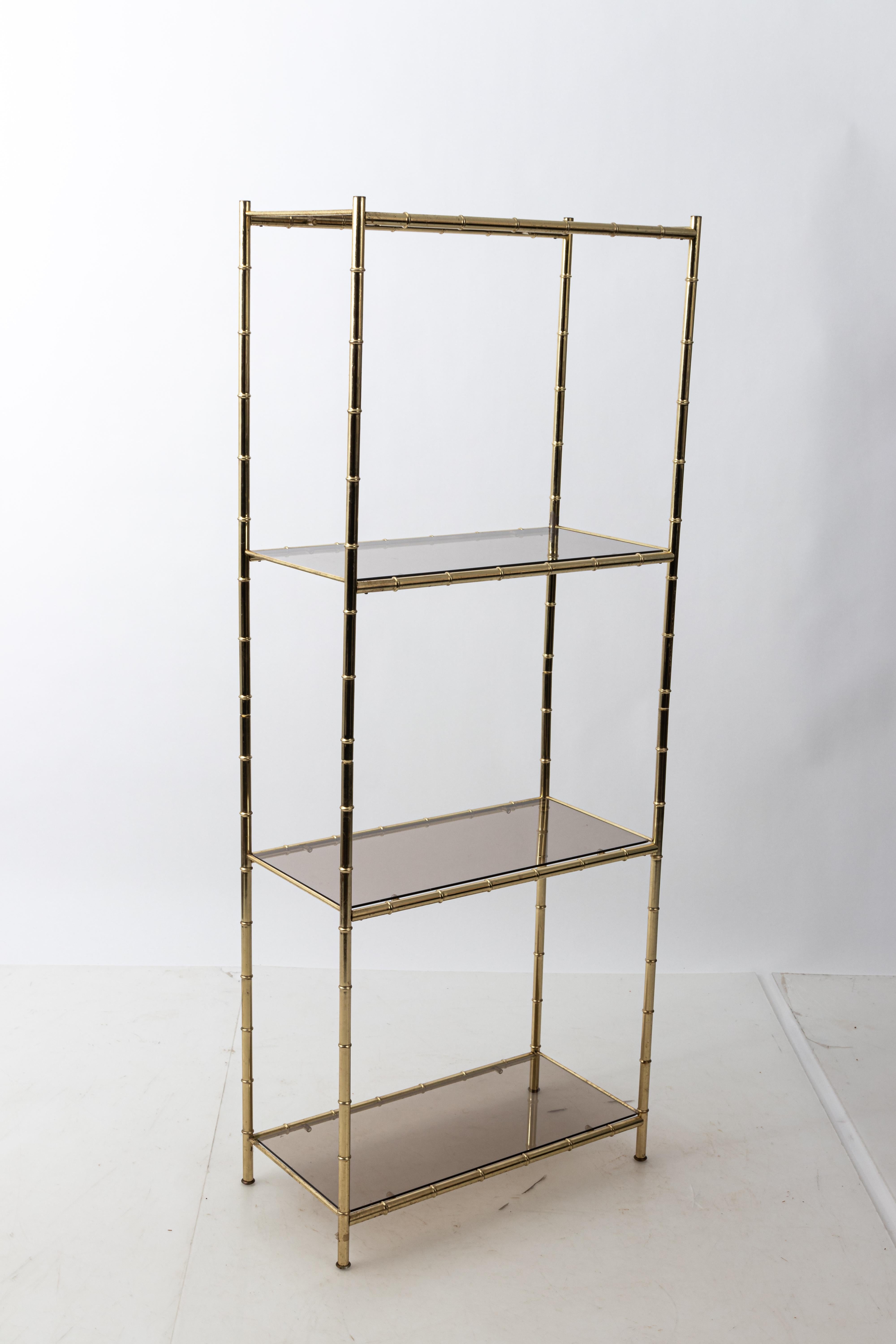Late 20th Century Brass Faux Bamboo Étagère