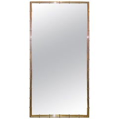 Brass Faux Bamboo Long Mirror by Mastercraft