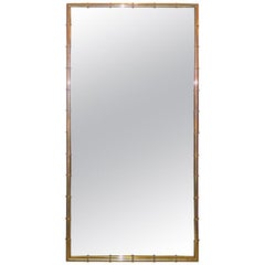 Miroir long en laiton et faux bambou de Mastercraft