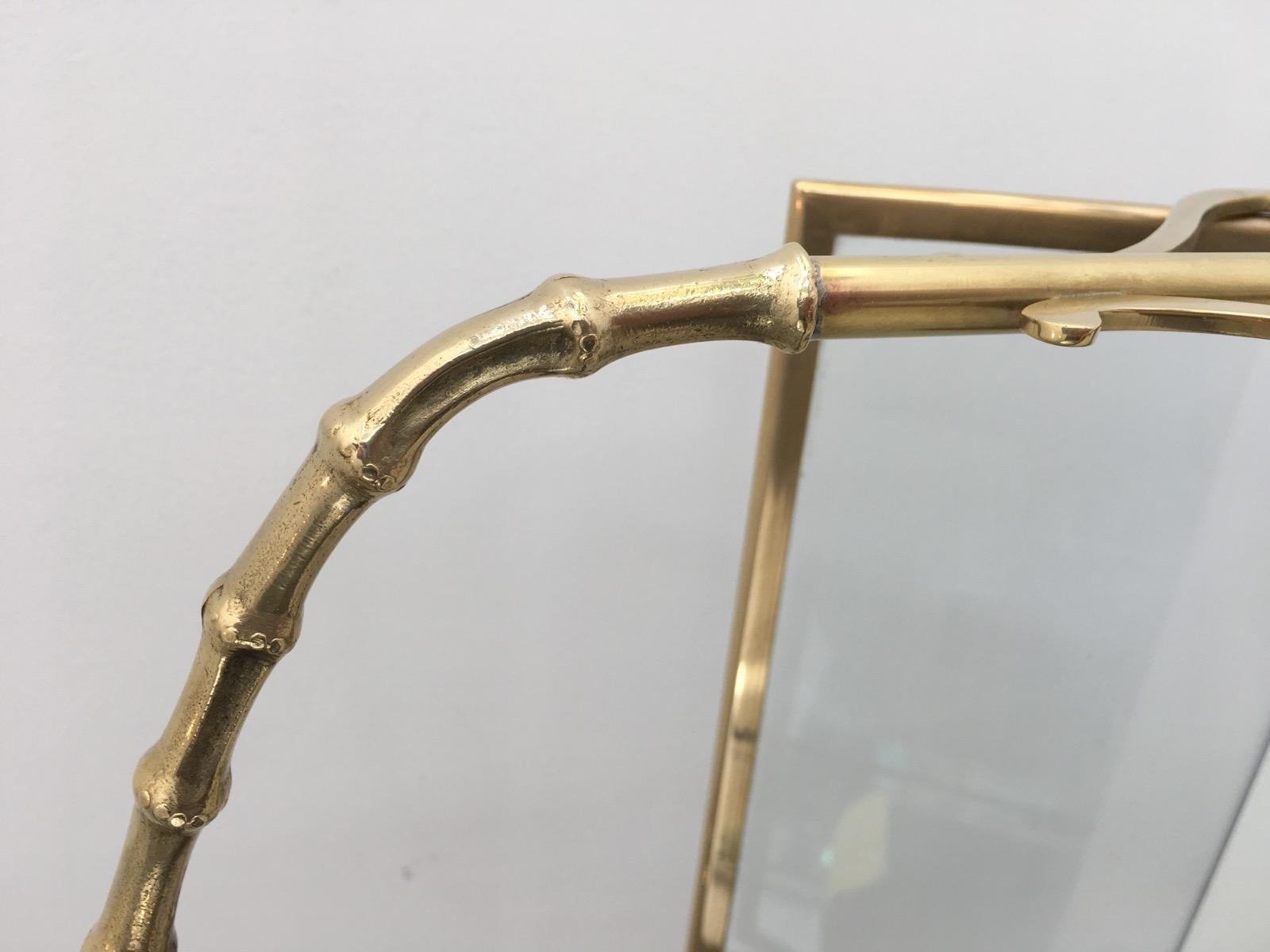 Brass Faux-Bamboo Magazine Rack by Maison Baguès For Sale 1