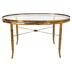 Brass Faux Bamboo Oval Coffee Table