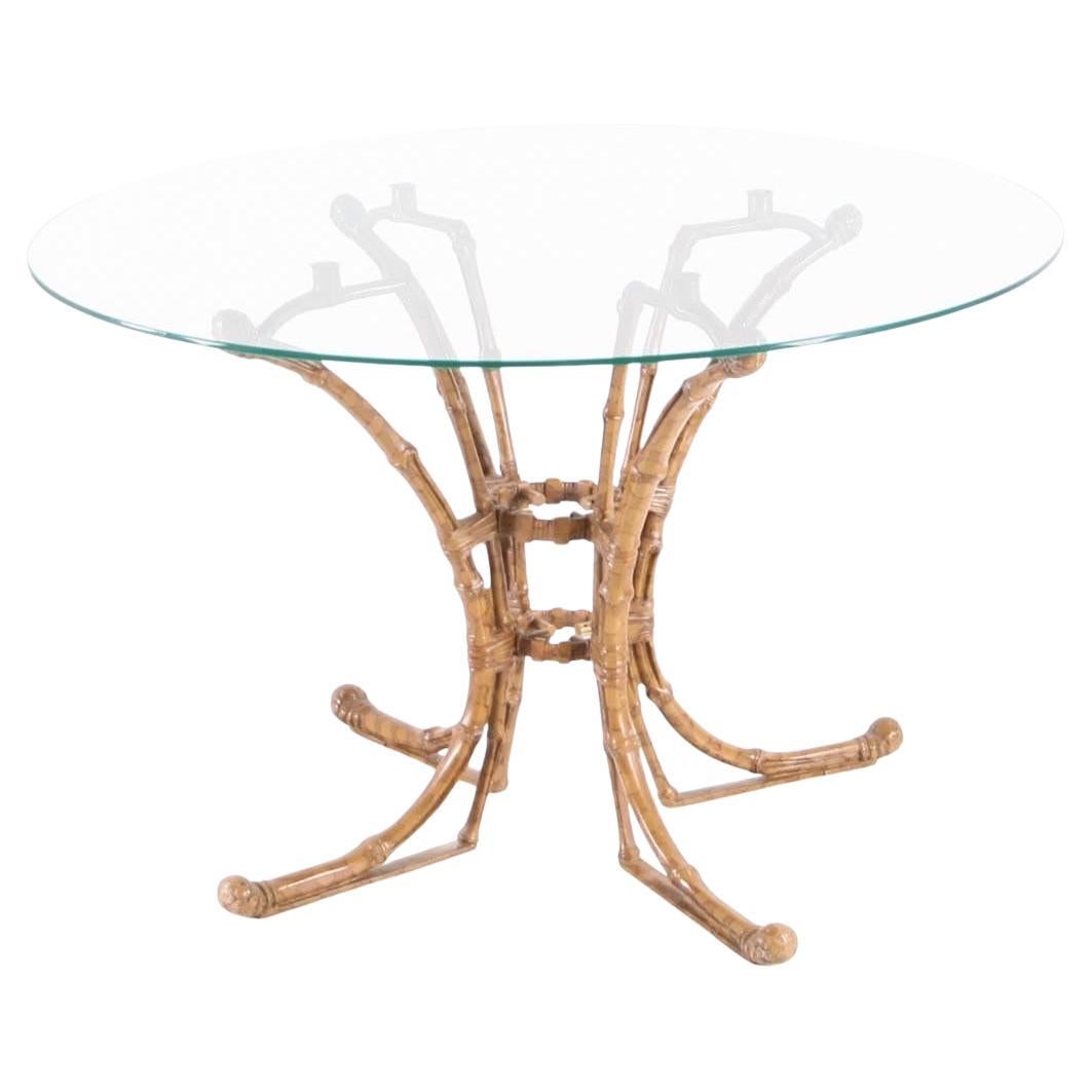 Brass faux bamboo painted gueridon/table