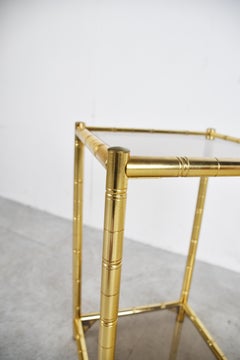 Brass faux bamboo side table 1970s