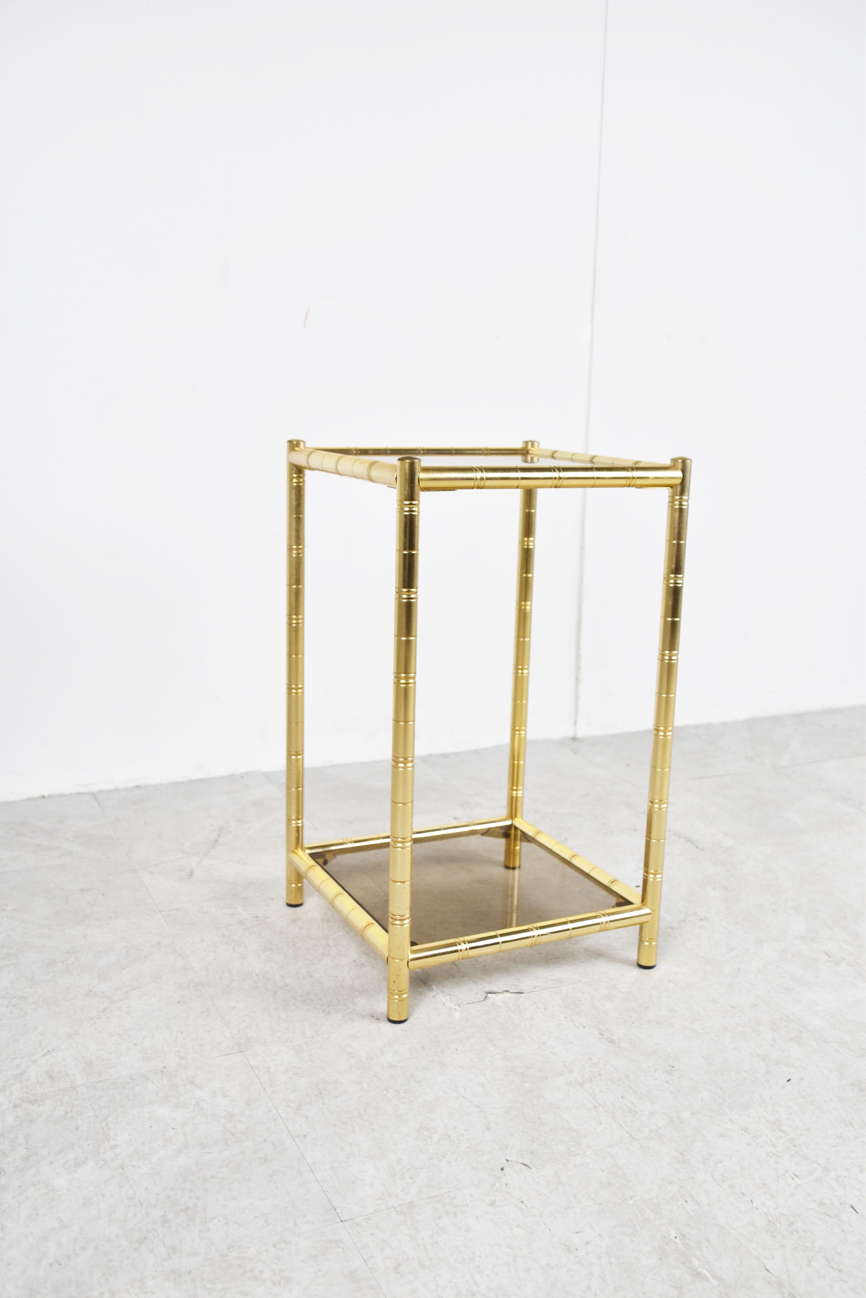 Late 20th Century Brass faux bamboo side table 1970s