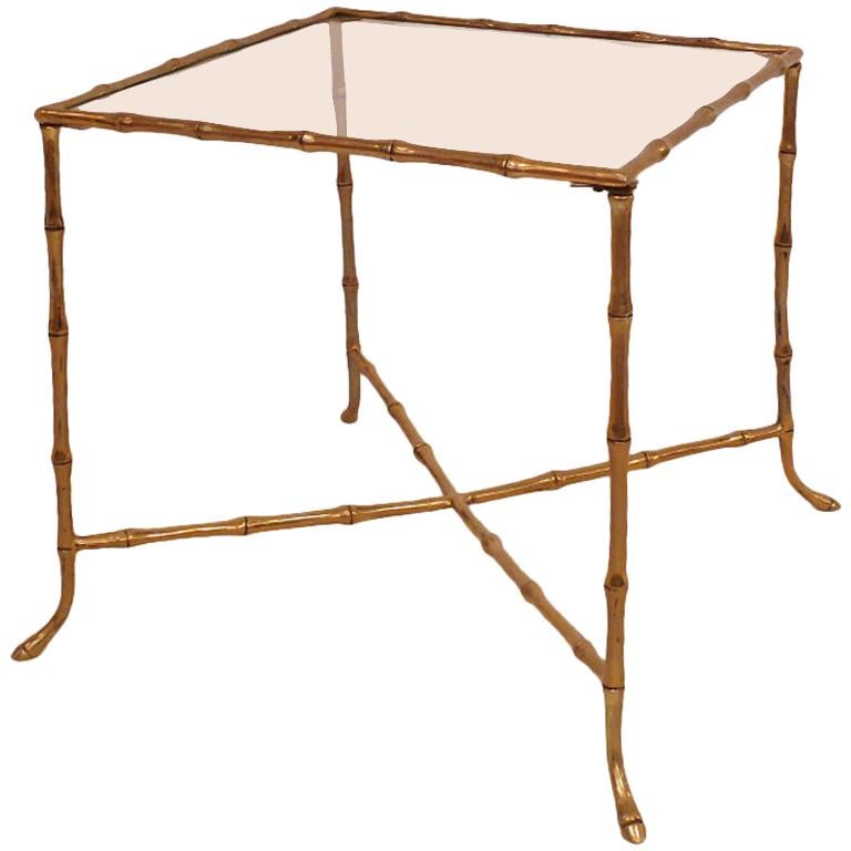 Brass Faux Bamboo Side Table