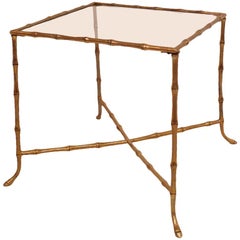 Brass Faux Bamboo Side Table