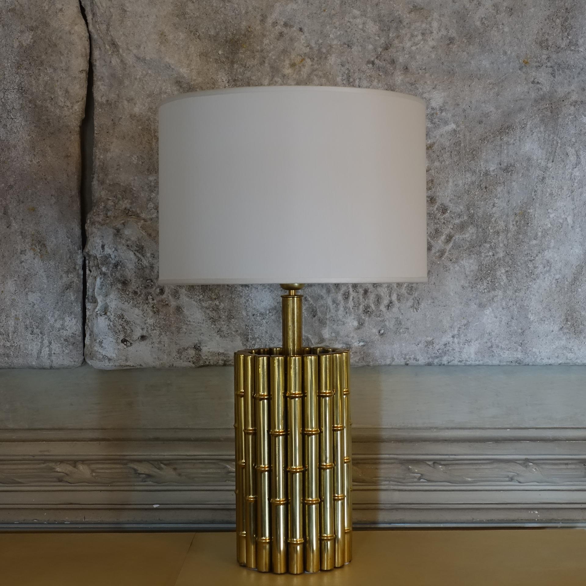 Italian Brass Faux Bamboo Table Lamp, Italy, circa 1970s