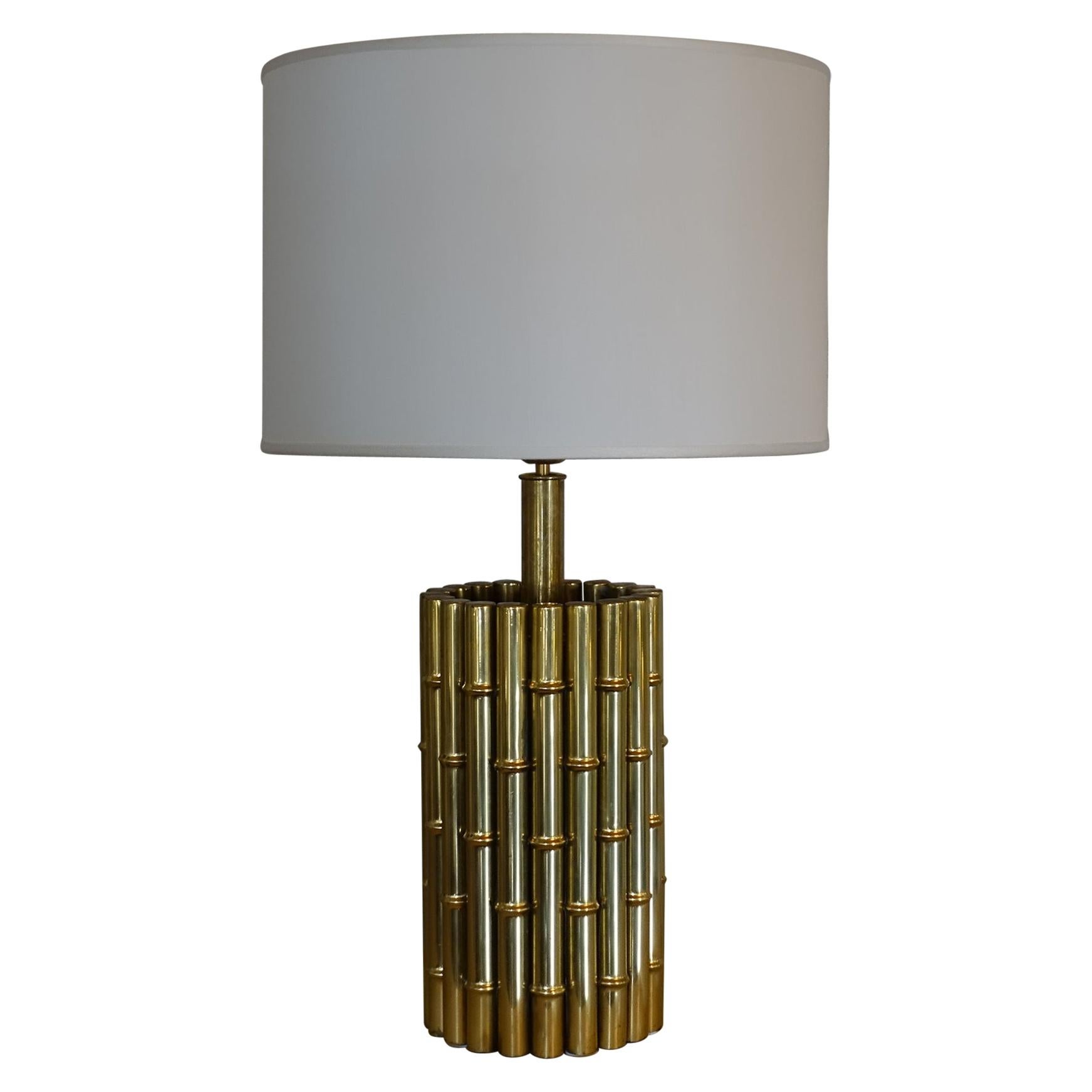 Brass Faux Bamboo Table Lamp, Italy, circa 1970s
