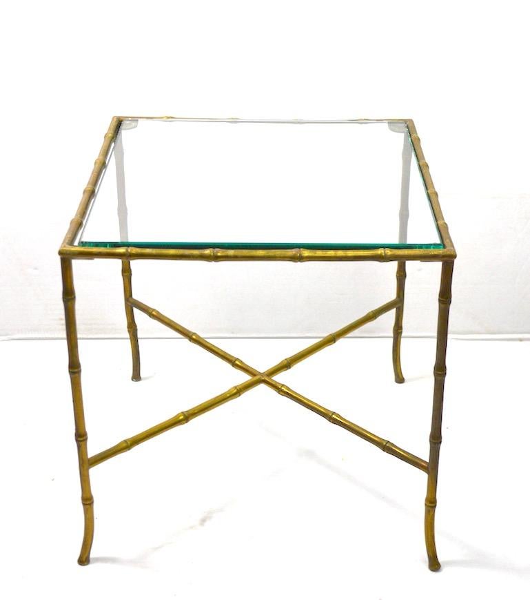 Hollywood Regency Brass Faux Bamboo Table Made in Italy after Maison Jansen