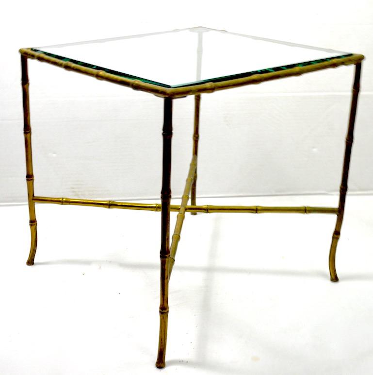 Brass Faux Bamboo Table Made in Italy after Maison Jansen In Good Condition In New York, NY