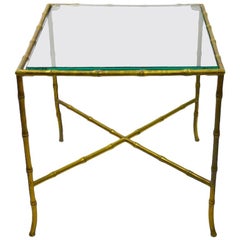Brass Faux Bamboo Table Made in Italy after Maison Jansen