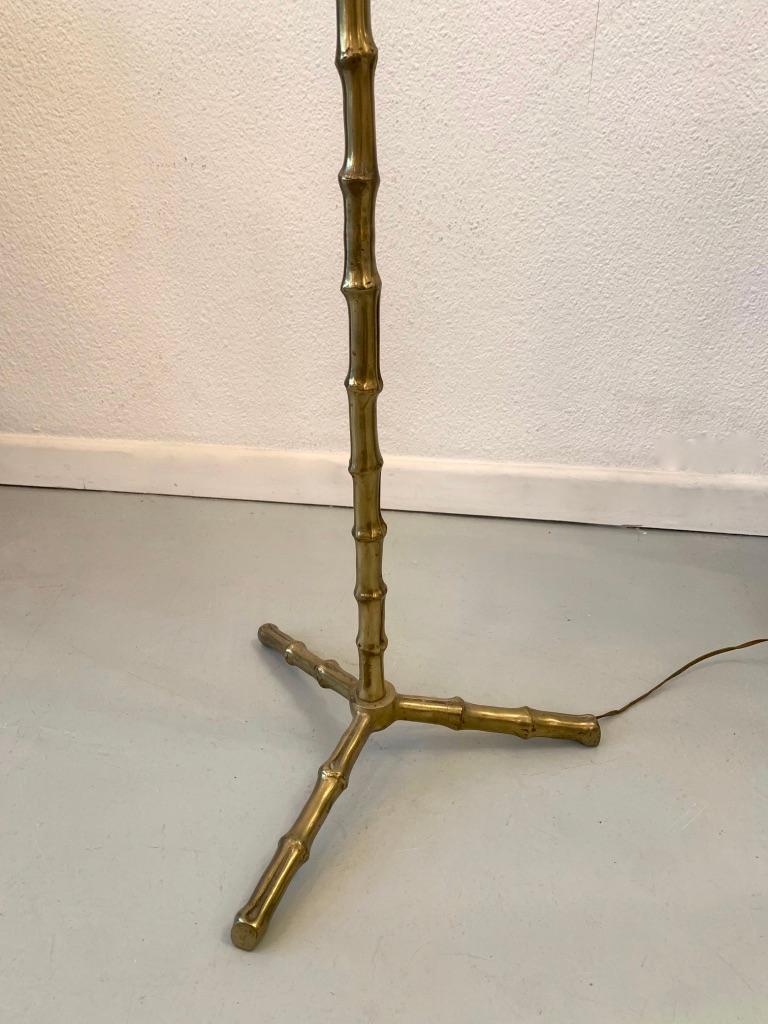 Brass Faux Bamboo Tripod Floor Lamp by Maison Baguès, France ca. 1970 2