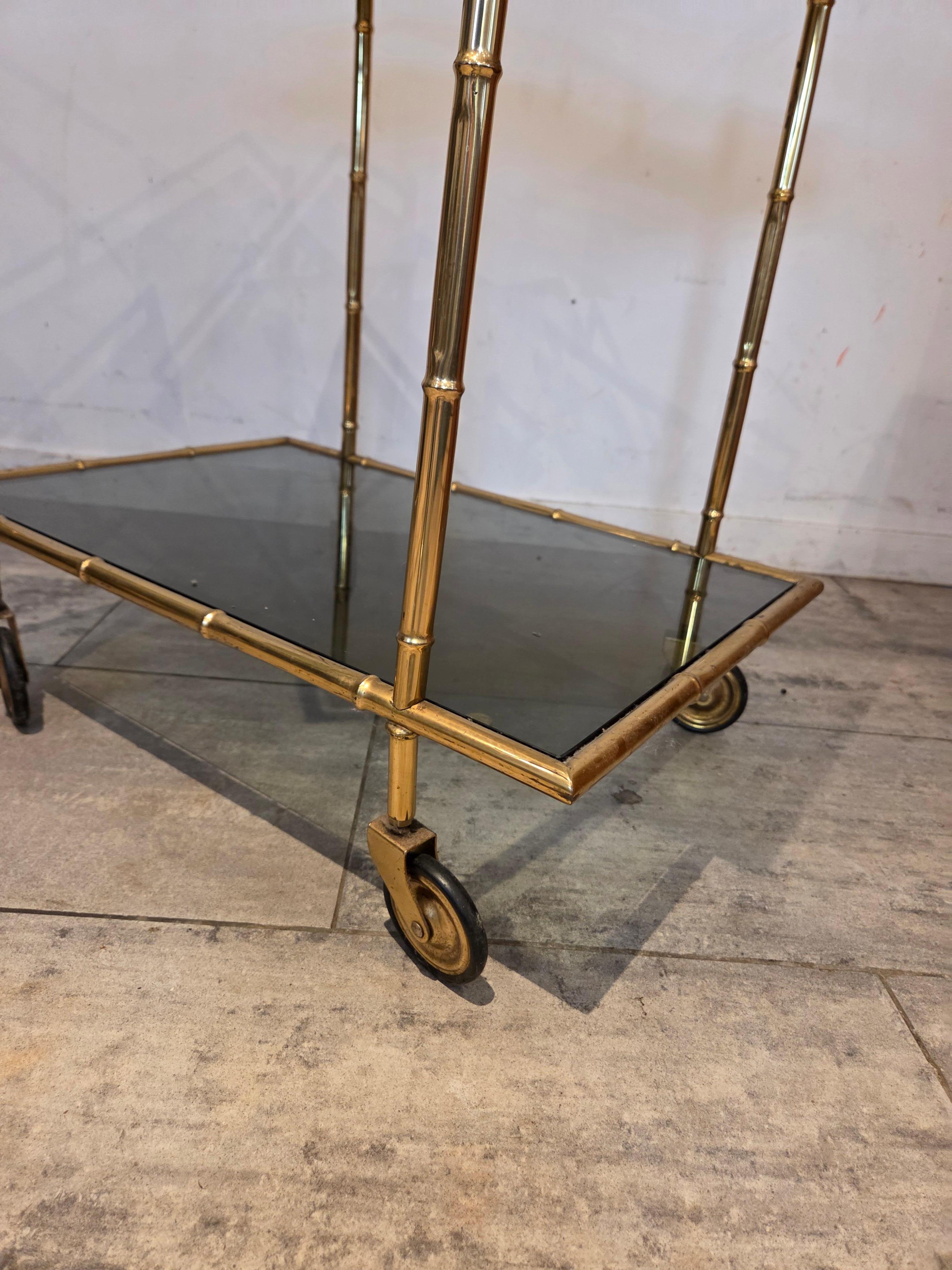 Messing Faux Bamboo Trolley mit beweglichen Trey im Angebot 1