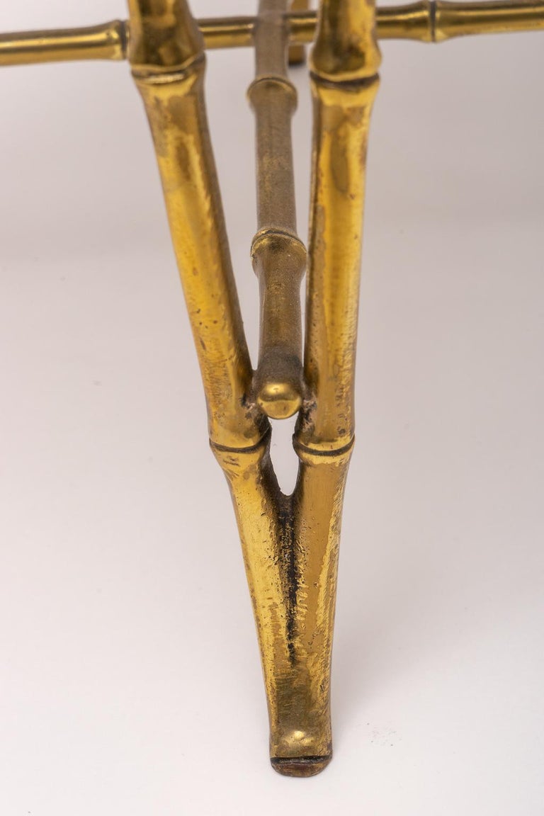 Brass Faux Bamboo Vanity Stool For Sale at 1stDibs