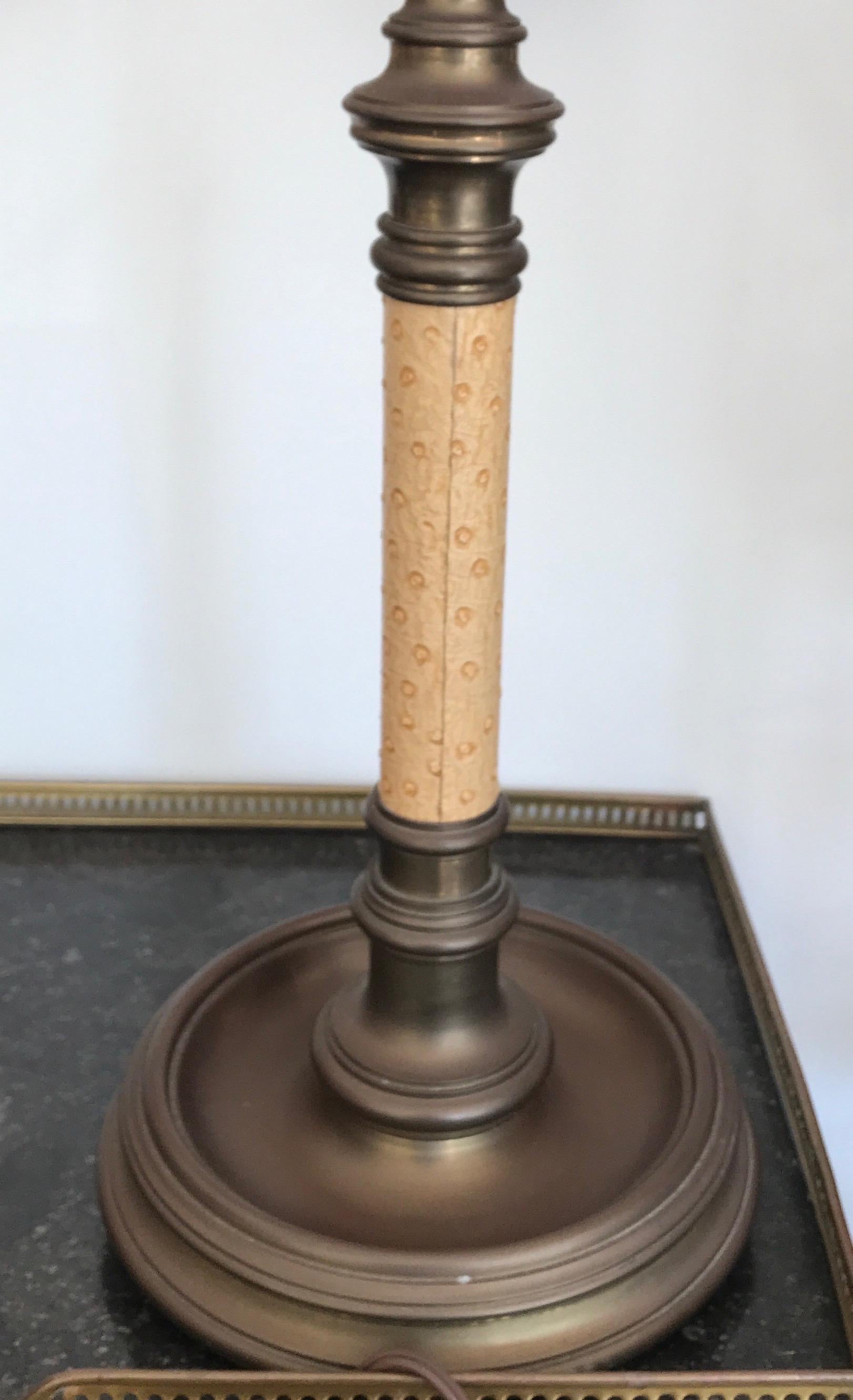 Brass & Faux Ostrich Banker's Desk Lamp by Chapman 5