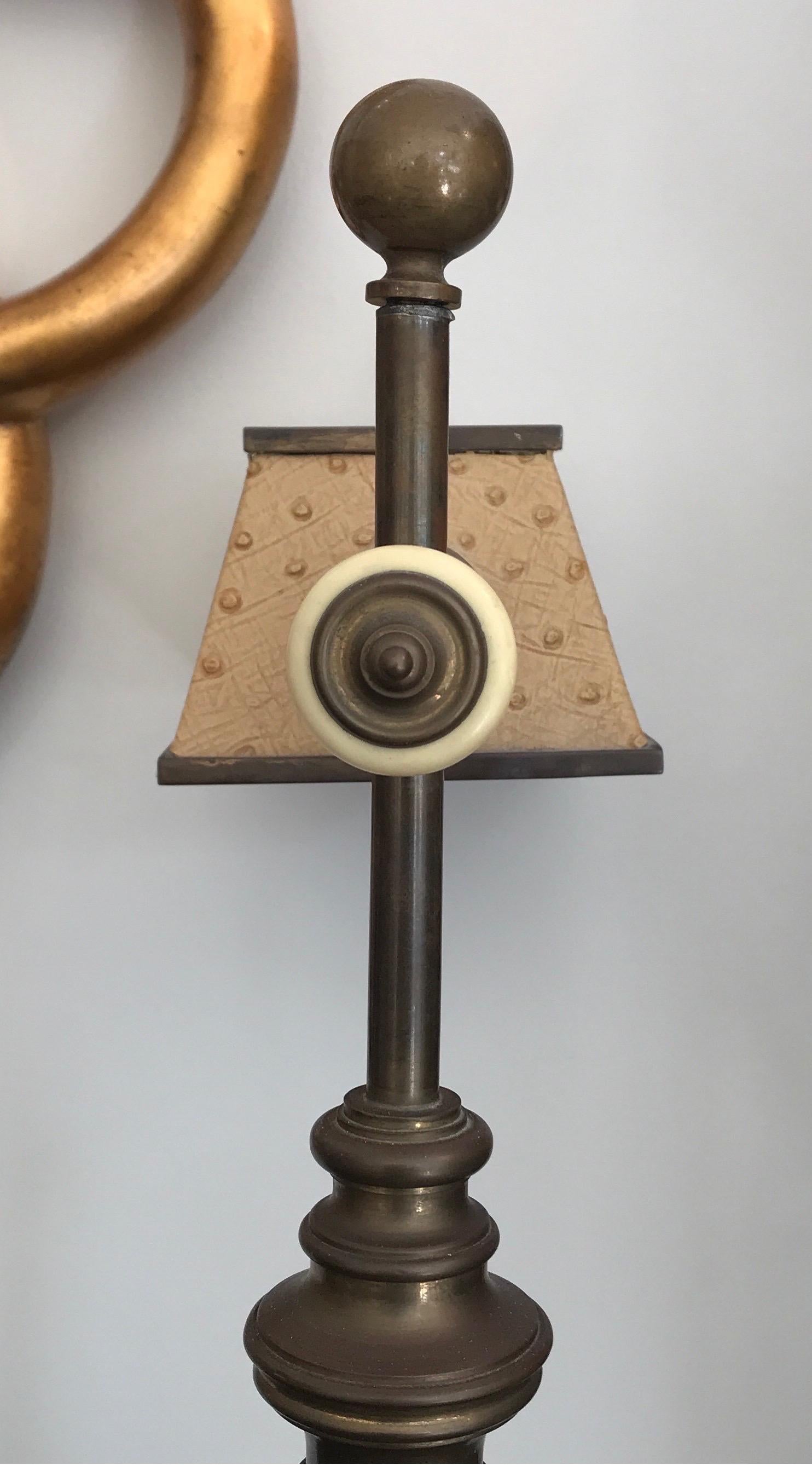 Brass & Faux Ostrich Banker's Desk Lamp by Chapman 4