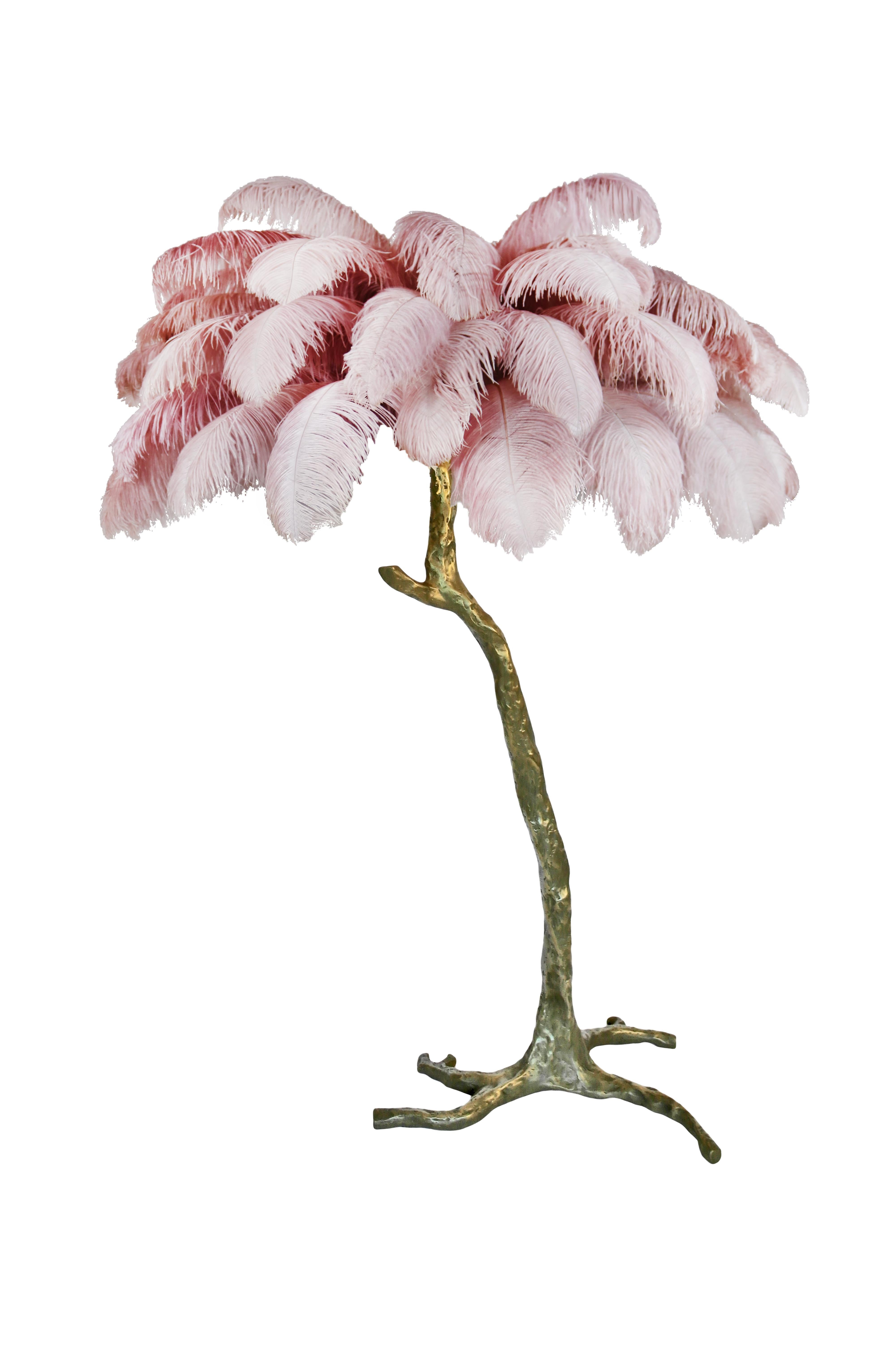English Brass Feather Floor Lamp, Candyfloss For Sale