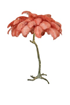 Brass Feather Floor Lamp, Coral