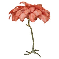 Brass Feather Floor Lamp, Coral