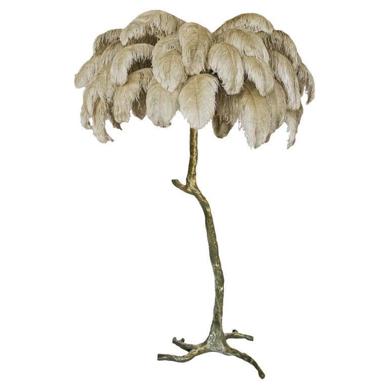Brass Feather Floor Lamp, Old Gold For Sale at 1stDibs
