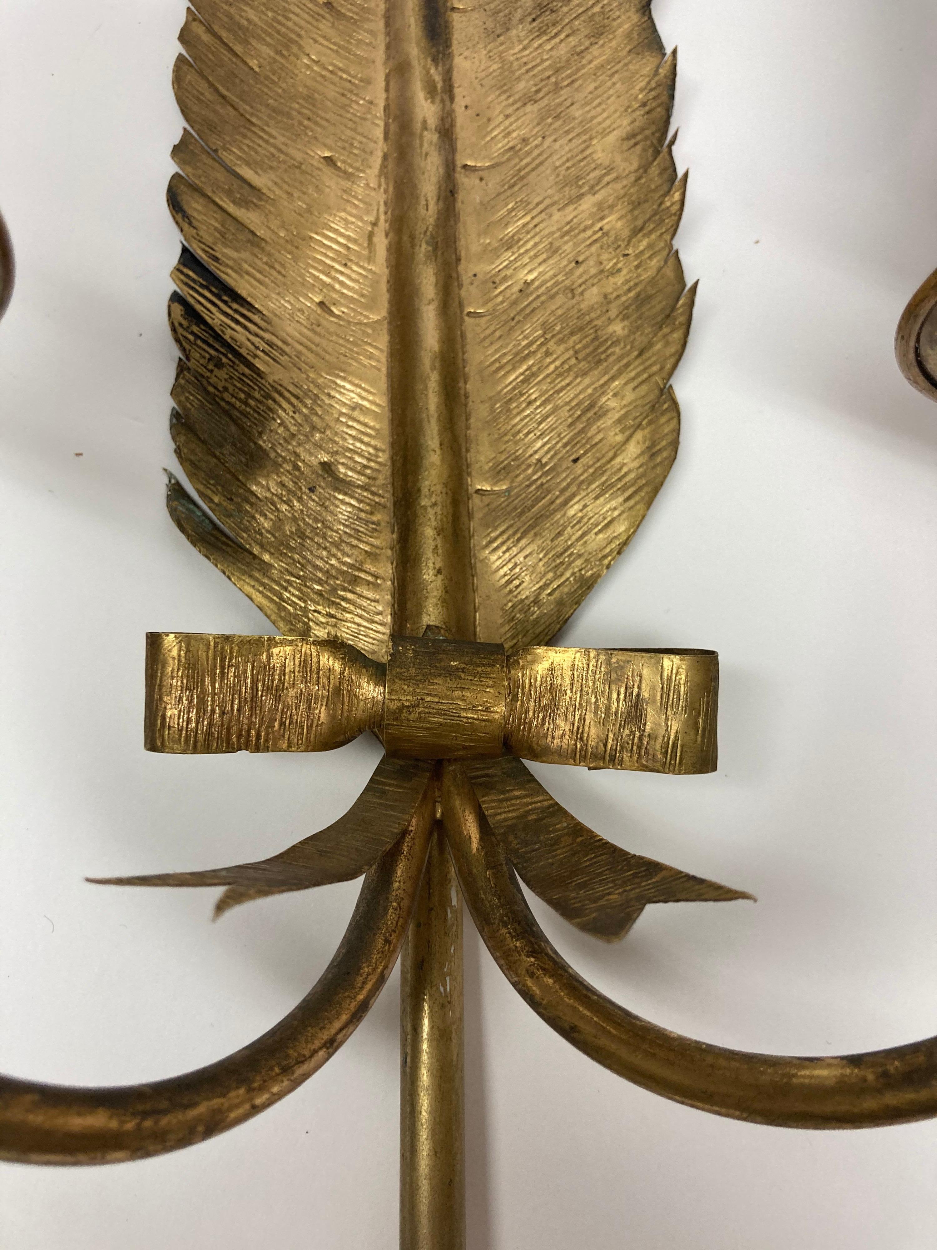 Brass Feather-Shaped Sconces 2
