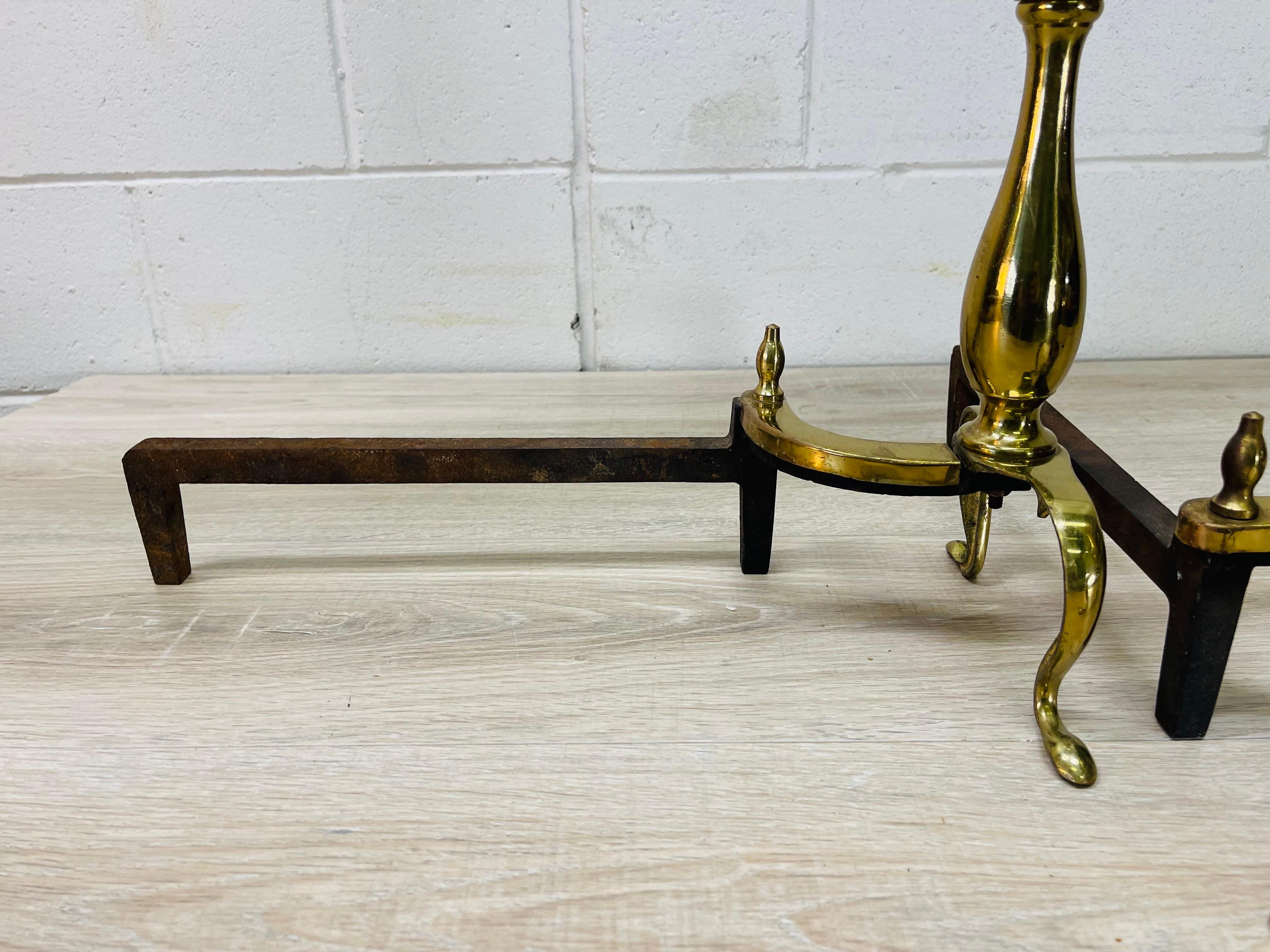 Brass Federal Style Fireplace Andirons, Pair 4