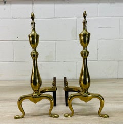 Brass Federal Style Fireplace Andirons, Pair