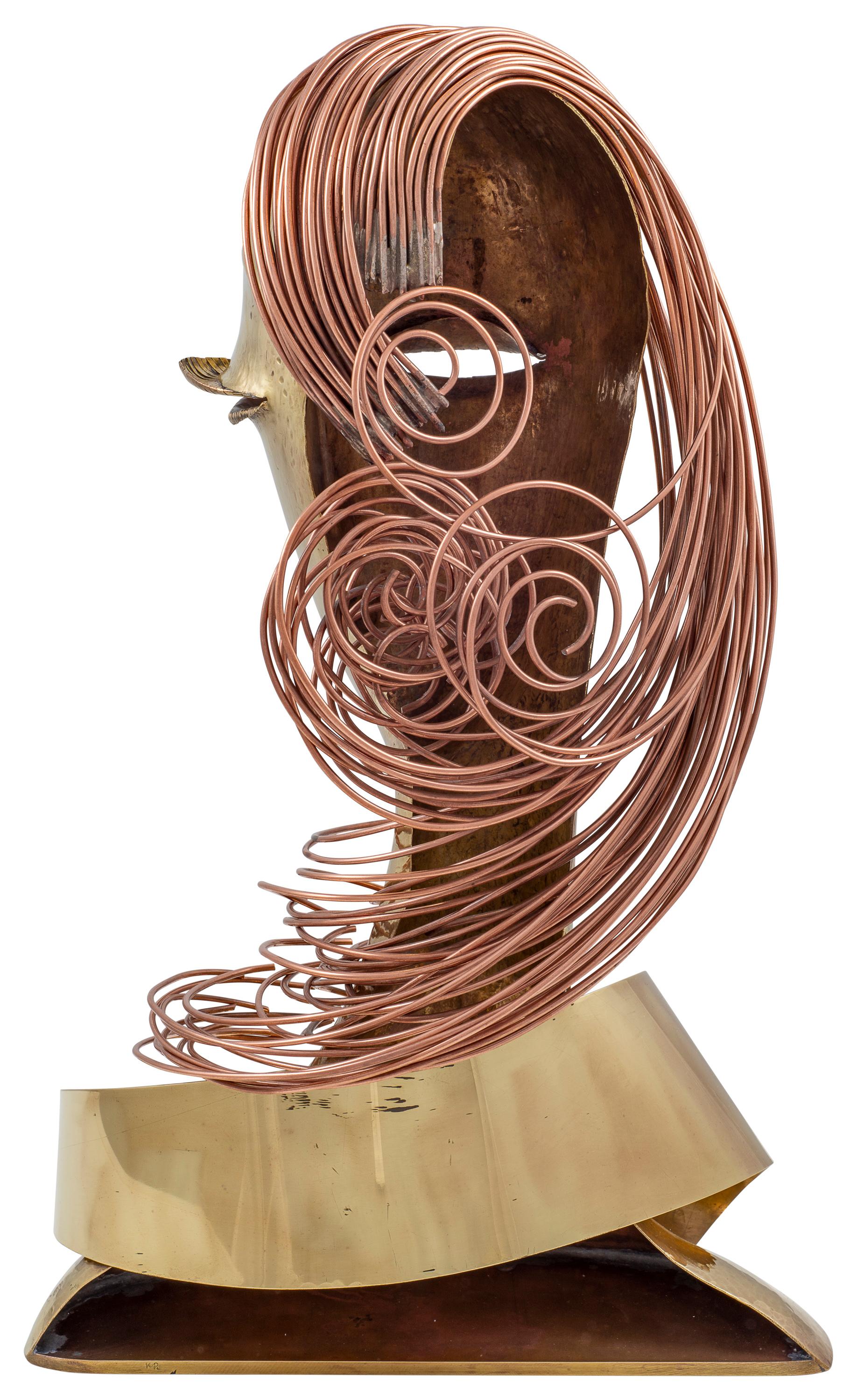 Modern Brass Female Bust Franz Hagenauer Werkstatte Hagenauer Wien early 1980s Austrian For Sale