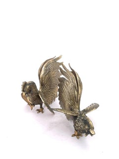 Brass Fighting Cockerel Ornaments Rooster Brass Decorative Sculptures