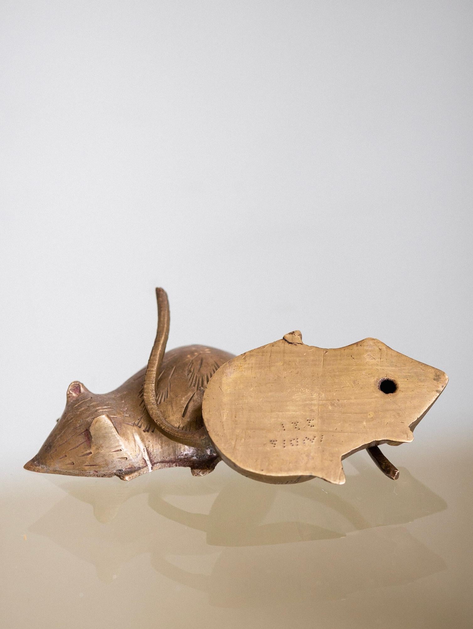 Mid-Century Modern Brass Figural Mouse Objet D’art, a Pair For Sale