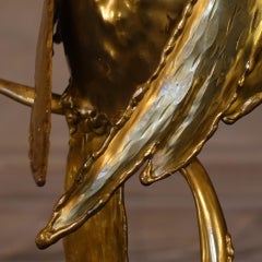 Brass Figurative Parrot Sculpture Signed T.Daniel France 1970's circa