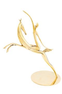 Brass Figurine Diana Franz Hagenauer Austrian Art Deco, 1930s