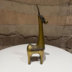 Brass Figurine Stylized Lama Mid Century Modern Decor