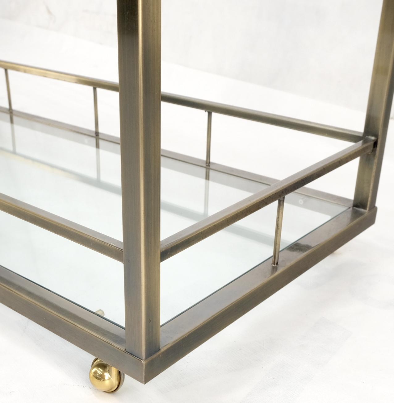 Étagères en verre, finition laiton, chariot de service de bar à 3 niveaux avec galerie MINT !