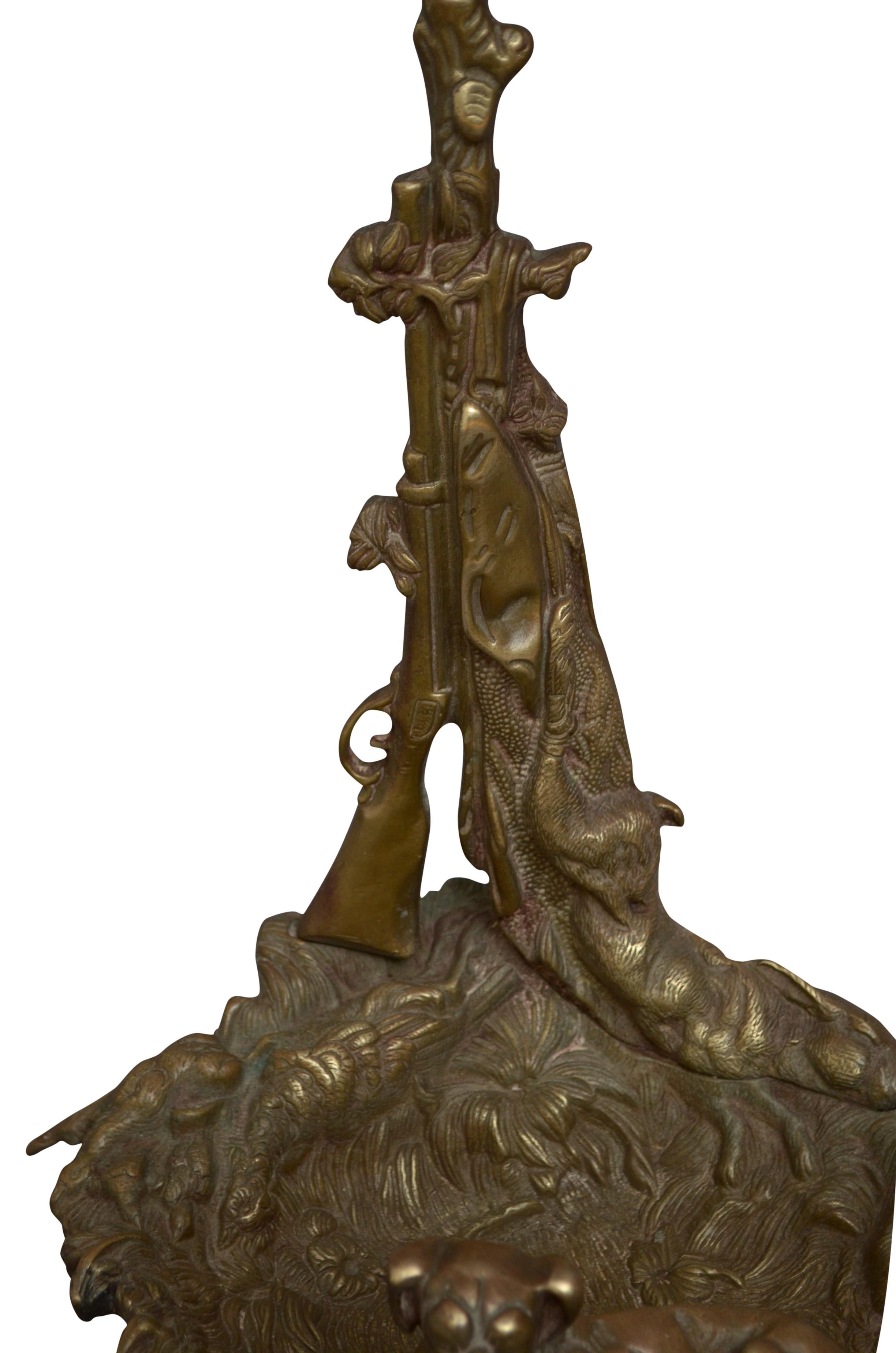 20th Century Brass Fire Companion Stand With Fire Irons For Sale
