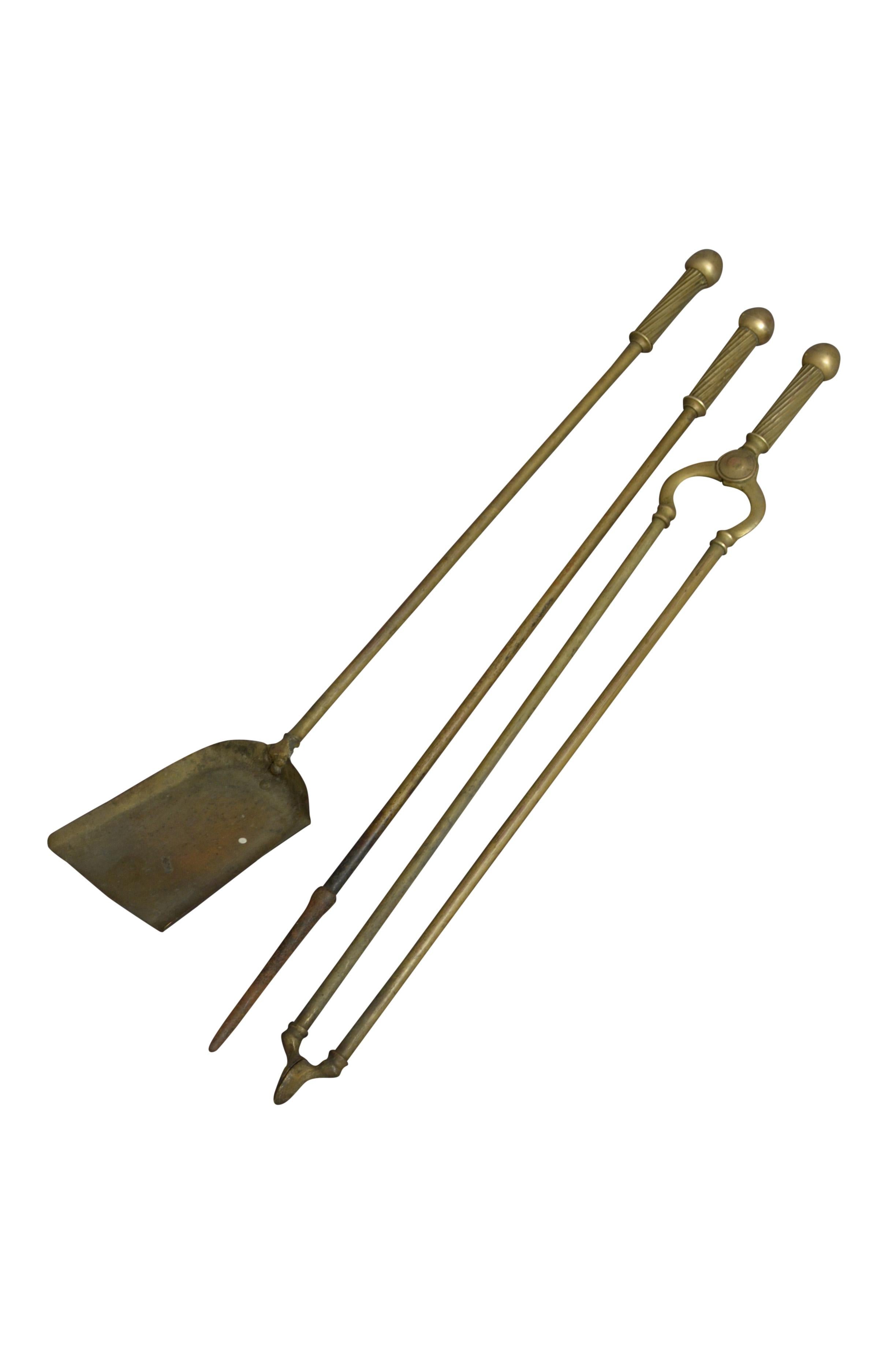 Brass Fire Companion Stand With Fire Irons For Sale 3