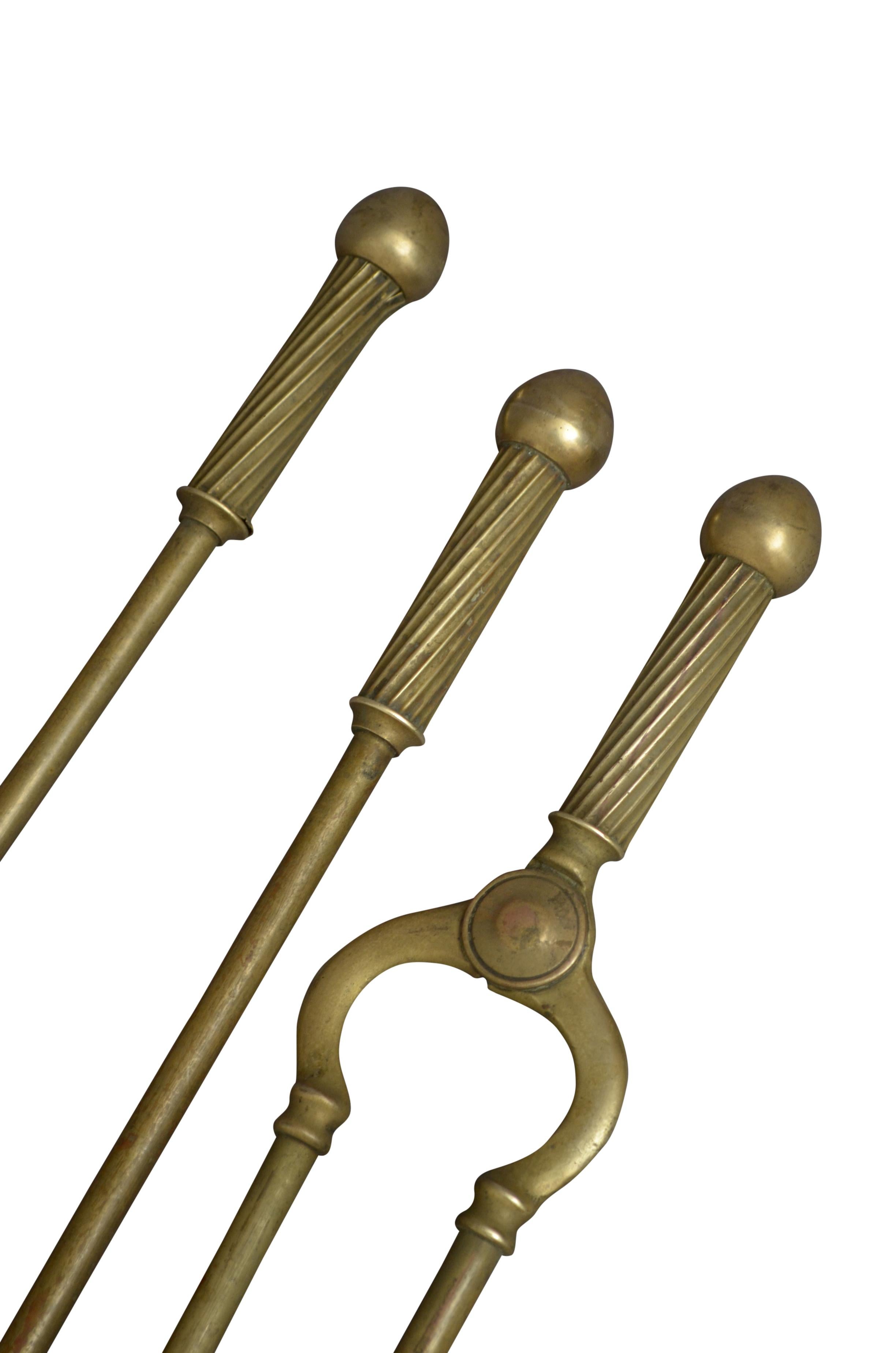 Brass Fire Companion Stand With Fire Irons For Sale 4