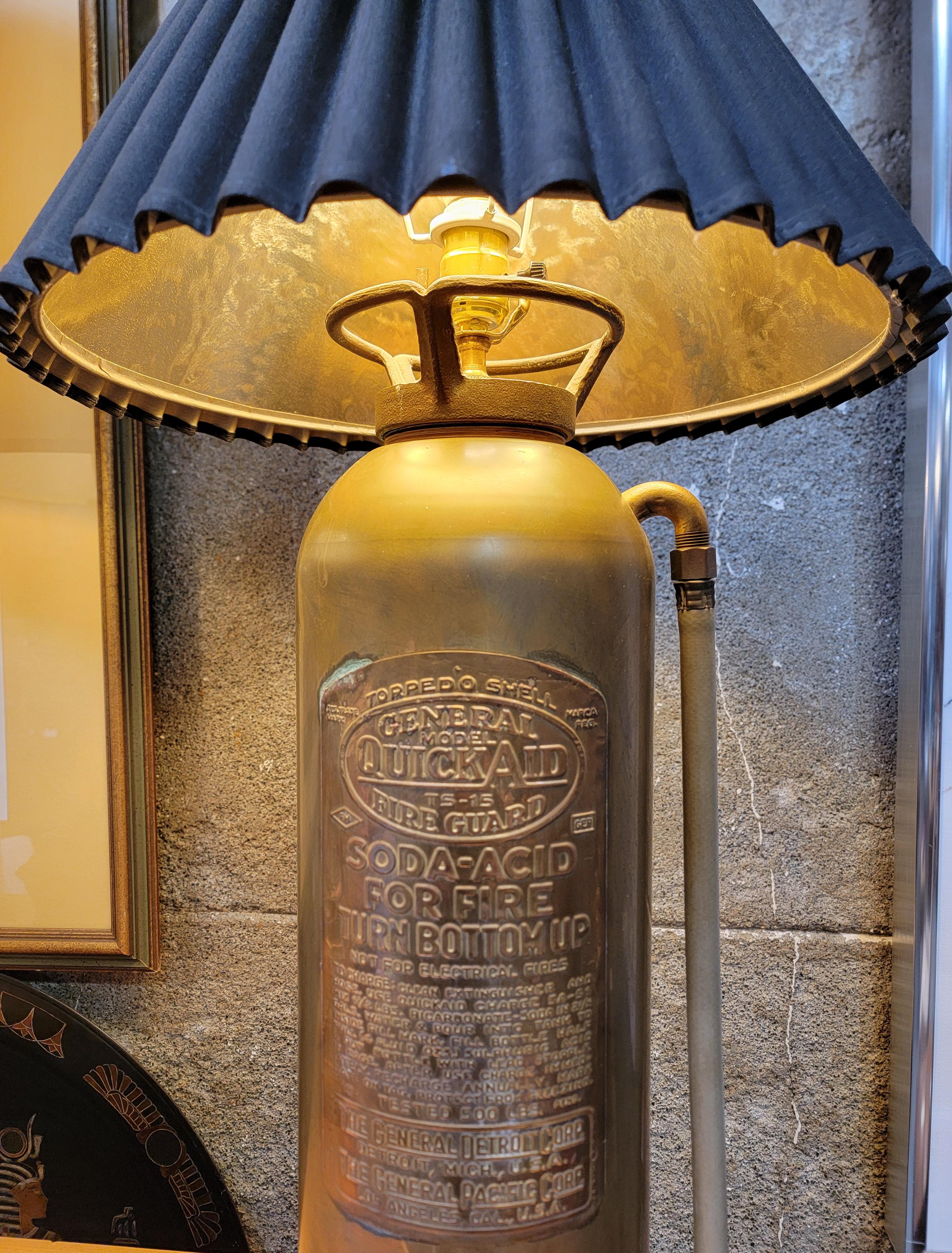 Industrial Brass Fire Extinguisher Lamp Early 20th Century For Sale