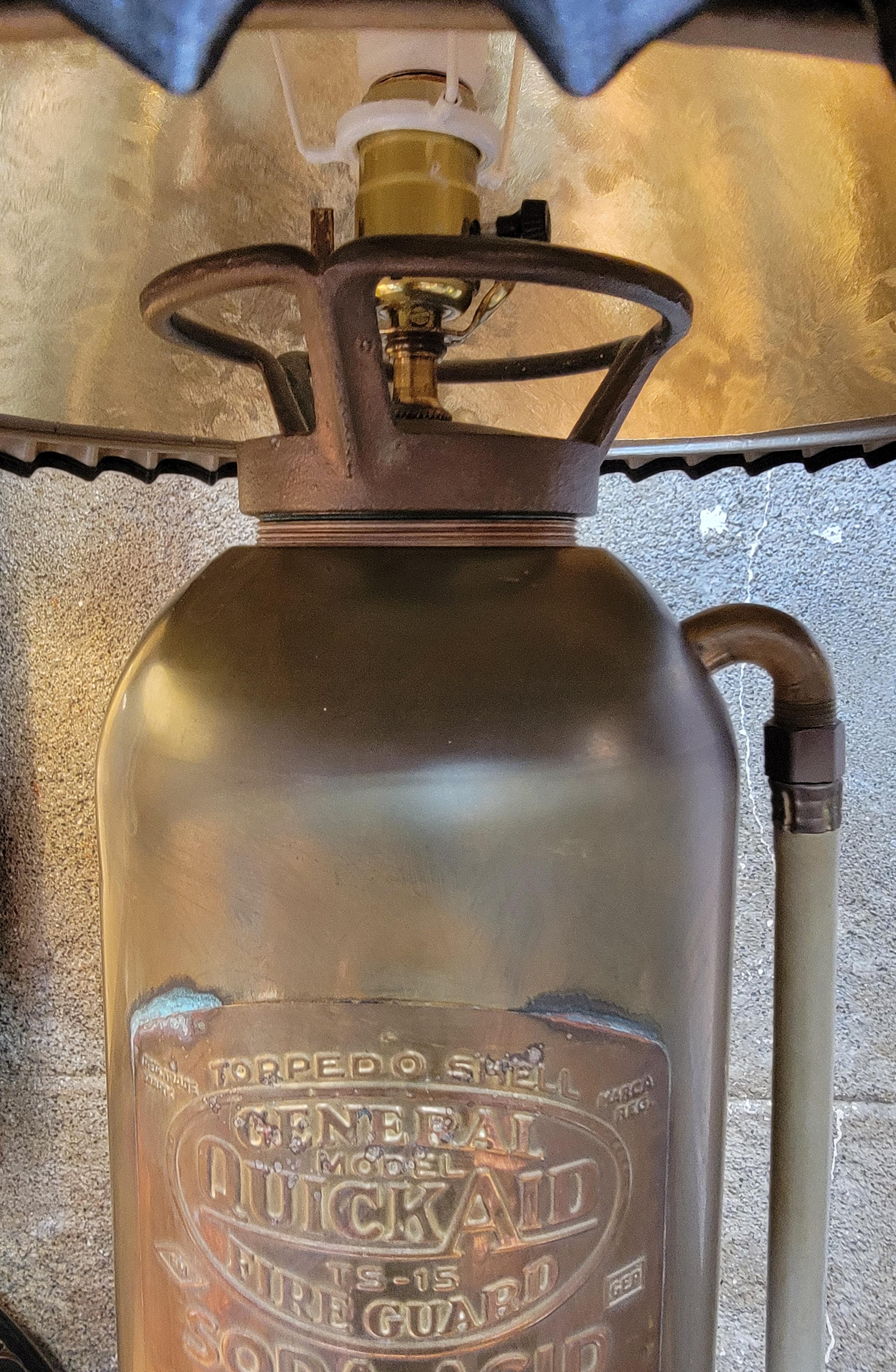 Industrial Brass Fire Extinguisher Lamp Early 20th Century For Sale
