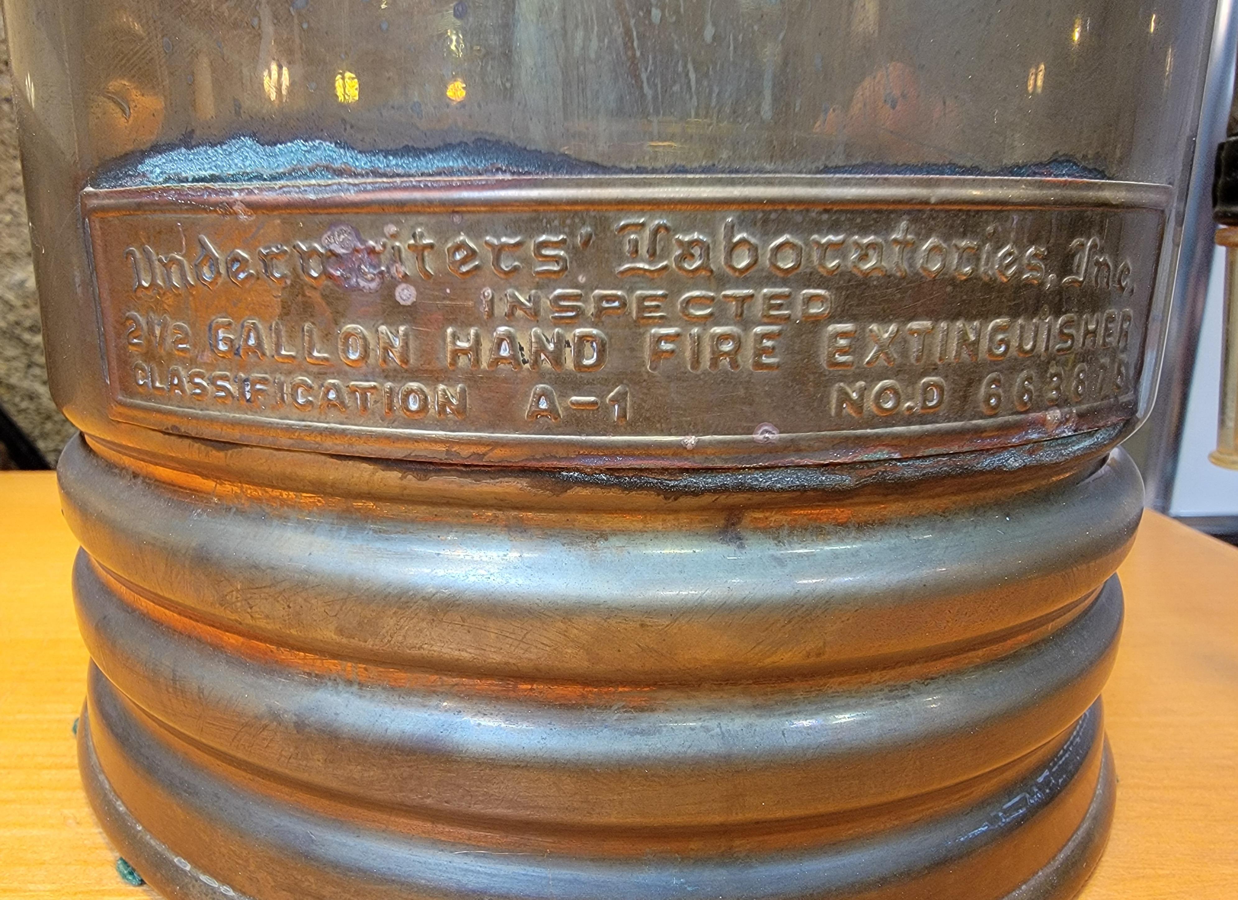Brass Fire Extinguisher Lamp Early 20th Century For Sale 1