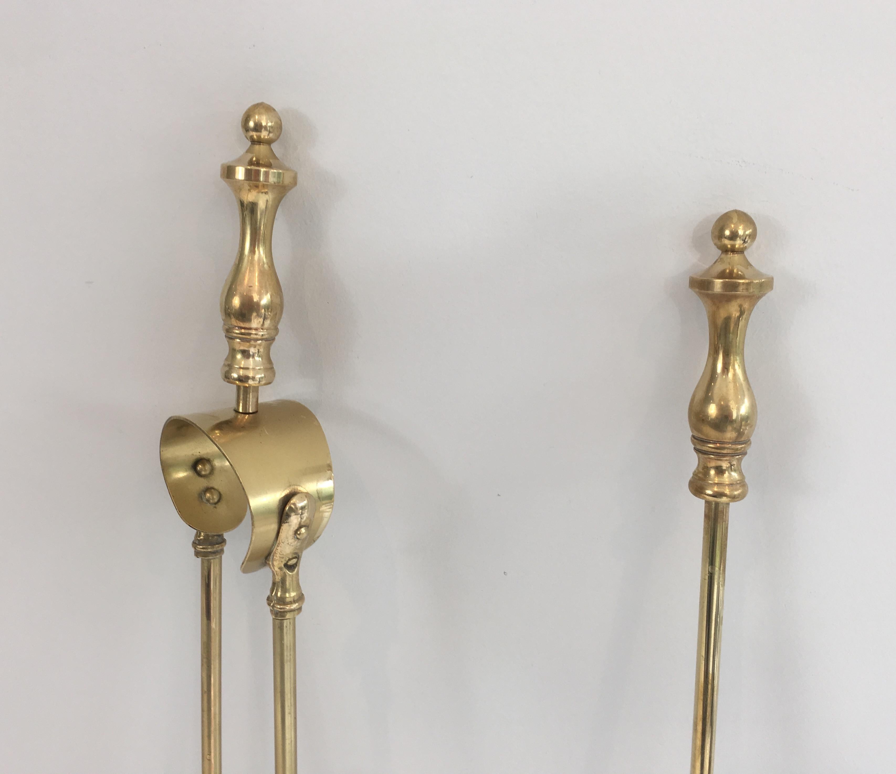 Brass Fire Place Tools, French, circa 1970 5